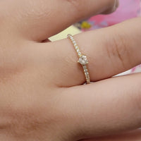 Diamond Ring, 14k Solid Gold Solitaire Ring, Dainty Diamond Ring, Diamond Engagement Ring, 0.16 Ct Heart Shape Cut Diamond Ring Set Gold