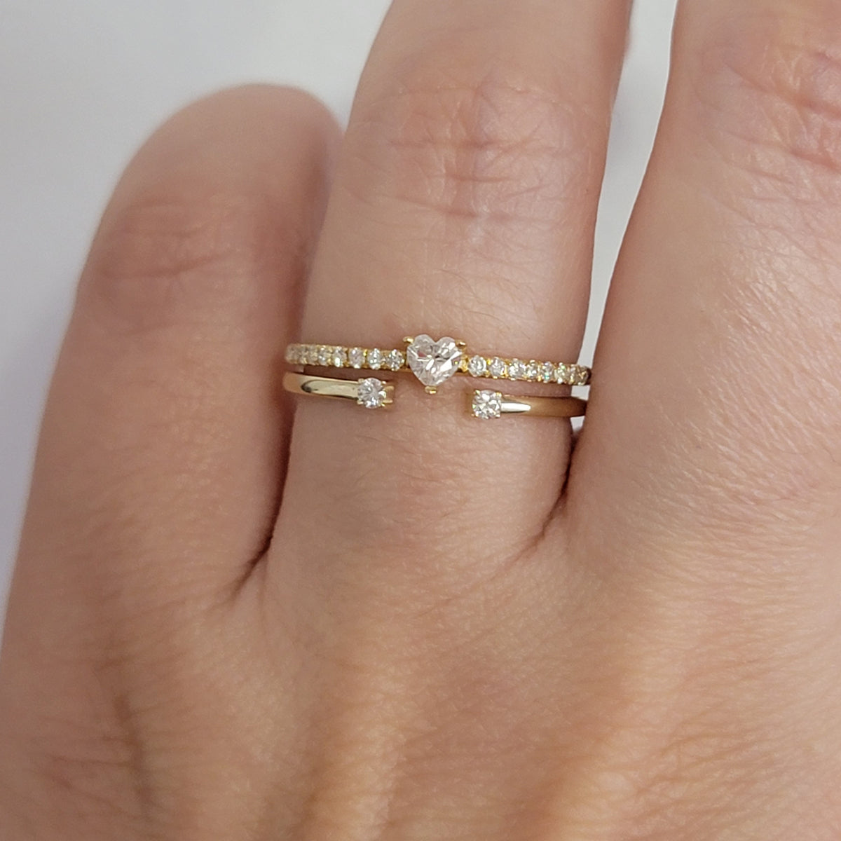 Diamond Ring, 14k Solid Gold Solitaire Ring, Dainty Diamond Ring, Diamond Engagement Ring, 0.16 Ct Heart Shape Cut Diamond Ring Set Gold