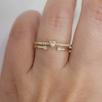 Diamond Ring, 14k Solid Gold Solitaire Ring, Dainty Diamond Ring, Diamond Engagement Ring, 0.16 Ct Heart Shape Cut Diamond Ring Set Gold