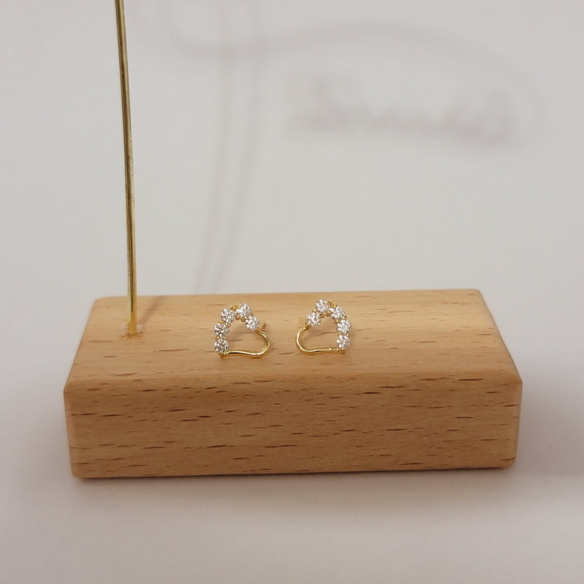 14k Gold Heart Diamond Stud Earrings