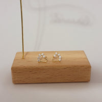 14k Gold Heart Diamond Stud Earrings